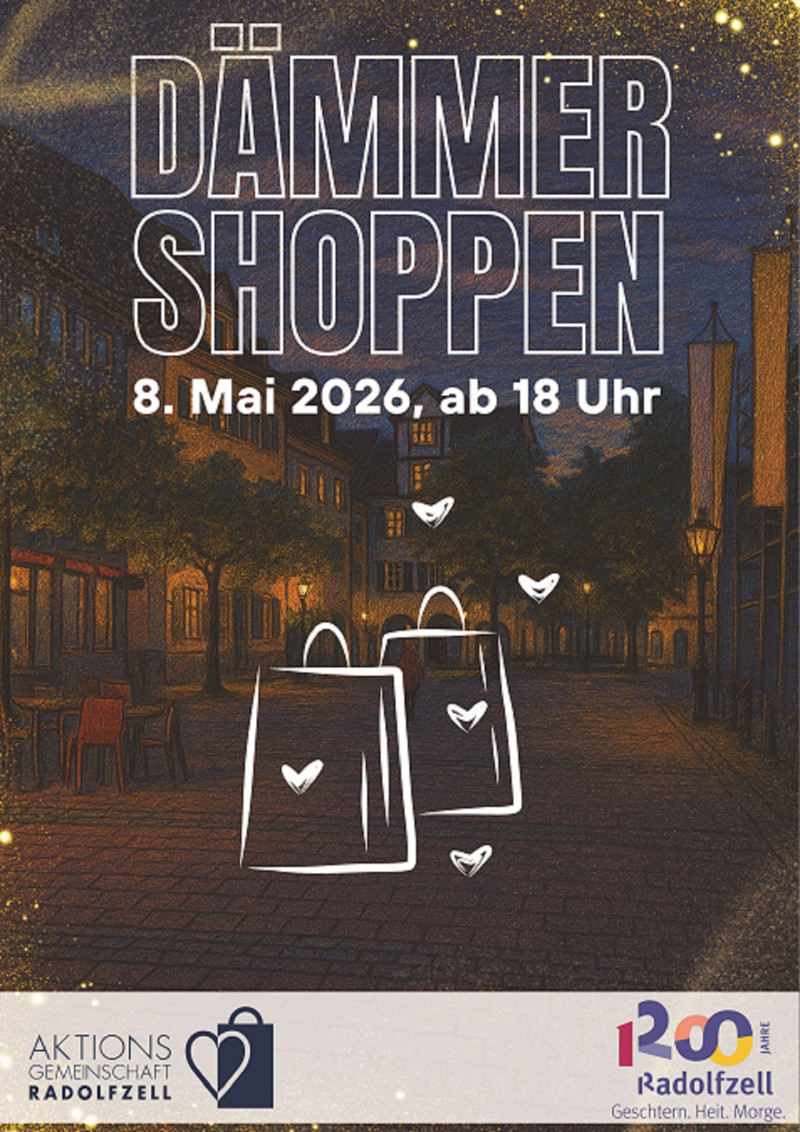 Dämmershoppen Radolfzell: Einkaufen am Abend. Shopping-Event am 8. Mai 2026 ab 18 Uhr. Tolle Angebote!