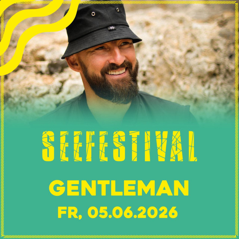 Seefestival: Gentleman live am 05.06.2026. Porträt des Sängers mit Hut und Bart. Musikfestival-Event.